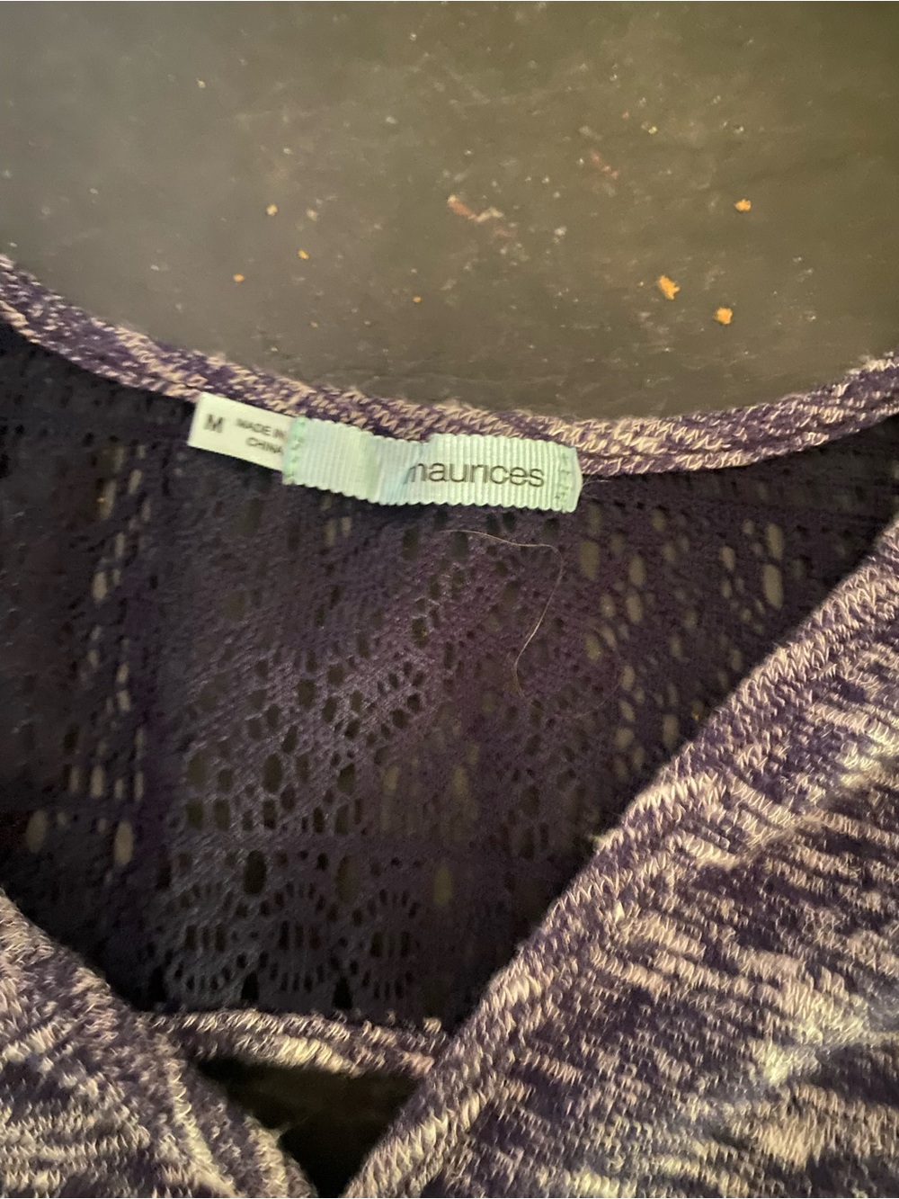 Maurices Marled Gray V-Neck Sweater with Lace Yoke - Picture 2 of 4